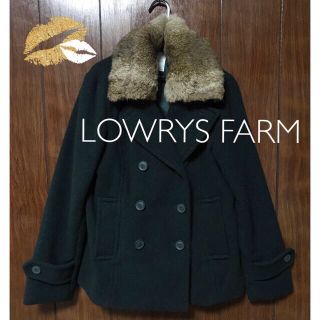 ローリーズファーム(LOWRYS FARM)のLOWRYS FARM コート ラビットファー付き ピーコート ダークグリーン(ピーコート)