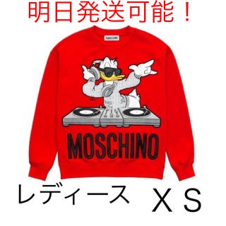 モスキーノ(MOSCHINO)のモスキーノ✖️H&M ドナルドダック アップリケスウェットシャツ レッド 赤 (トレーナー/スウェット)