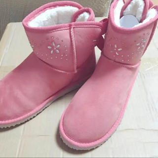 ピンク ビジュームートン(ブーツ)