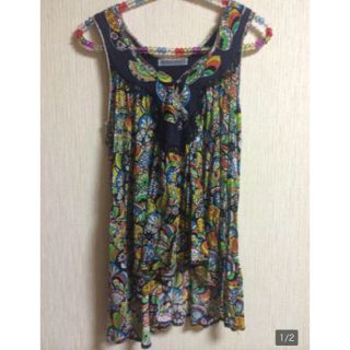 ツモリチサト(TSUMORI CHISATO)の★レア★ツモリチサト★スカラップ柄ノースリーブ★カシミヤ混(カットソー(半袖/袖なし))