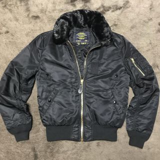 アルファインダストリーズ(ALPHA INDUSTRIES)のUS限定激レア アルファ B-15 SLIM FIT 黒ゴールド S MA-1(フライトジャケット)