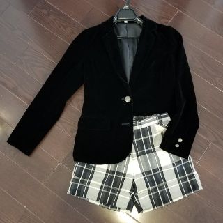 ベロアジャケットチェックパンツセット卒服150(ドレス/フォーマル)