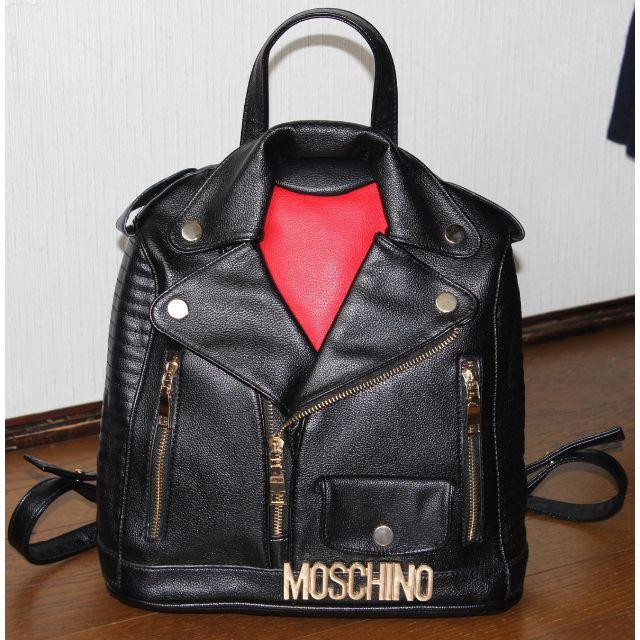 MOSCHINO(モスキーノ)の即決 モスキーノ レザーライダースバッグ リュックサック バッグ 黒 ブラック レディースのバッグ(リュック/バックパック)の商品写真