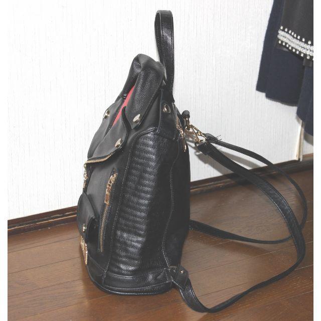 MOSCHINO(モスキーノ)の即決 モスキーノ レザーライダースバッグ リュックサック バッグ 黒 ブラック レディースのバッグ(リュック/バックパック)の商品写真