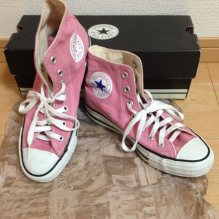 コンバース(CONVERSE)のピンク ハイカットスニーカー(24.5)(スニーカー)