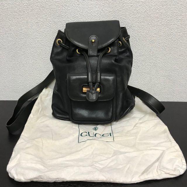 グッチ　バンブー　ミニ リュック　美品☆　レザー　黒