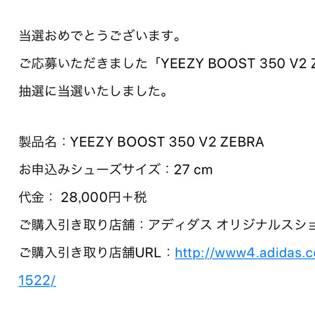 YEEZY BOOST 350 V2Zebra 27cmイージーブースト ゼブラ