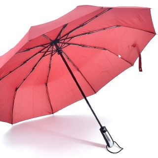 セール 折り畳み傘 ワンタッチ自動開閉 10本骨 1.05m 晴雨兼用　レッド(傘)