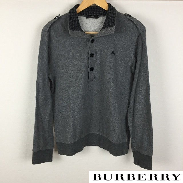 BURBERRY BLACK LABEL(バーバリーブラックレーベル)の美品 BURBERRY BLACK LABEL 長袖スウェット チャコールグレー メンズのトップス(スウェット)の商品写真