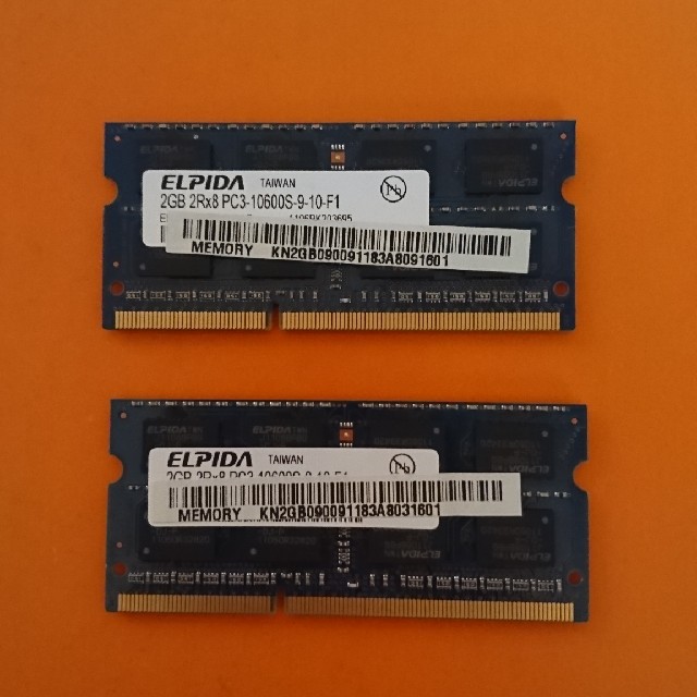 ノートPC用 DDR3メモリ 4GB(2GB×2) スマホ/家電/カメラのPC/タブレット(ノートPC)の商品写真