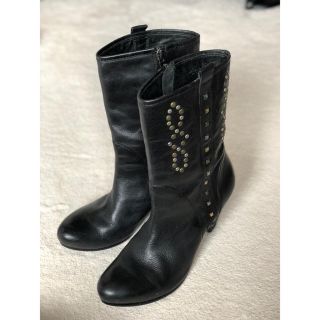 なちゅ様専用  ★美品★Classe Colore 黒の本革スタッツブーツ♪(ブーツ)