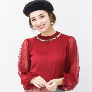 アクシーズファム(axes femme)の新品　アクシーズファム　袖ドットチュールPO (ニット/セーター)