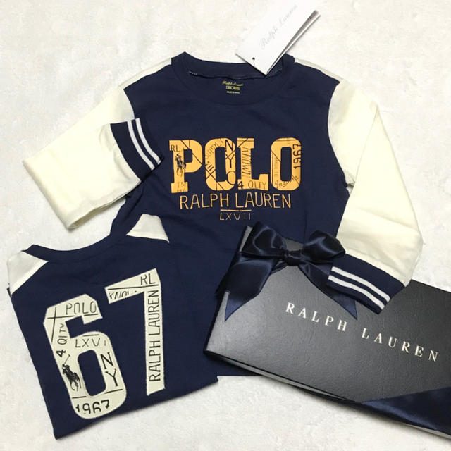 Ralph Lauren(ラルフローレン)の新品✨POLO×67 ロゴ ロングスリーブ Tシャツ 18M/85 キッズ/ベビー/マタニティのベビー服(~85cm)(Ｔシャツ)の商品写真