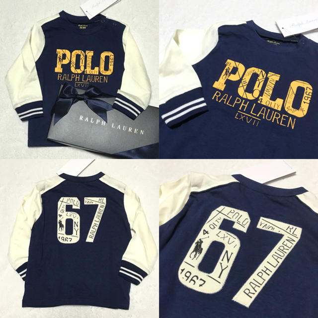 Ralph Lauren(ラルフローレン)の新品✨POLO×67 ロゴ ロングスリーブ Tシャツ 18M/85 キッズ/ベビー/マタニティのベビー服(~85cm)(Ｔシャツ)の商品写真