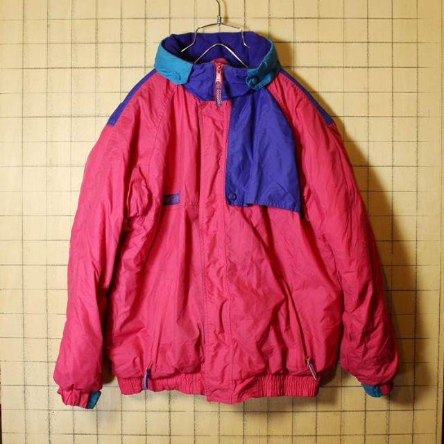 80s-90s コロンビア 中綿ナイロンジャケット パーカー ピンクL aw24