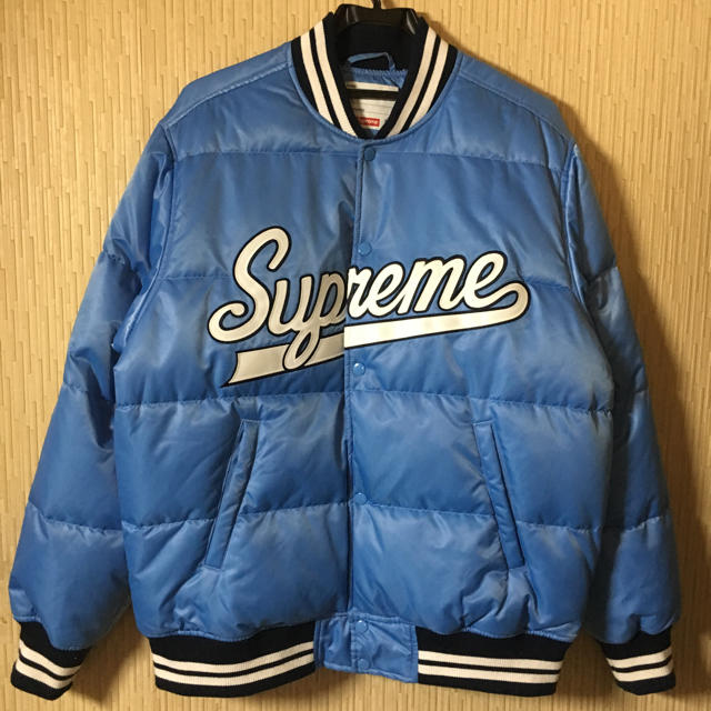 supreme script varsity puffy Jacket ダウン