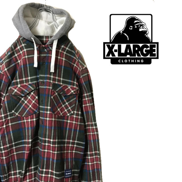 XLARGE(エクストララージ)のXLARGE エクストララージ チェックシャツ フーディー 着 厚手 ストリート メンズのトップス(シャツ)の商品写真