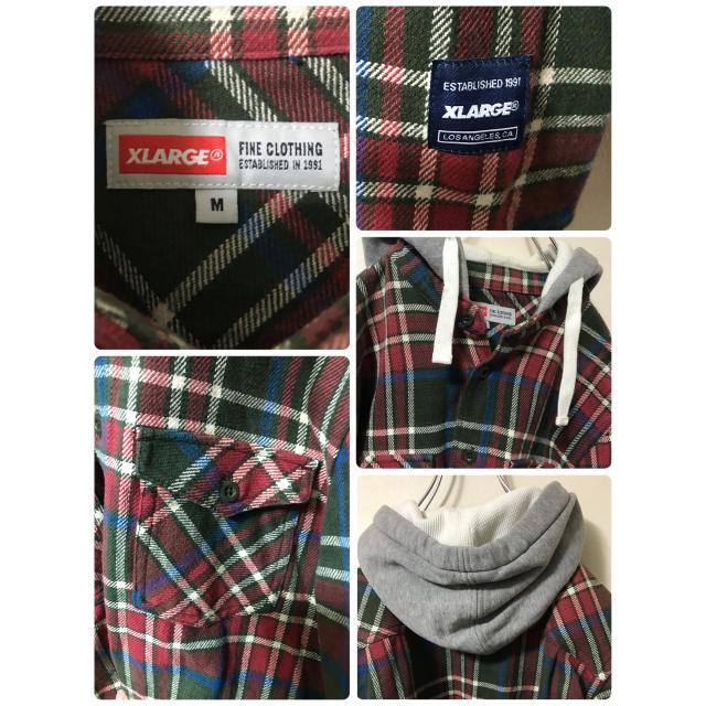 XLARGE(エクストララージ)のXLARGE エクストララージ チェックシャツ フーディー 着 厚手 ストリート メンズのトップス(シャツ)の商品写真