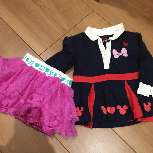 BABYDOLL(ベビードール)の値下げ☆BABY DOLLワンピース＊Pink huntチュールスカート キッズ/ベビー/マタニティのキッズ服女の子用(90cm~)(ワンピース)の商品写真