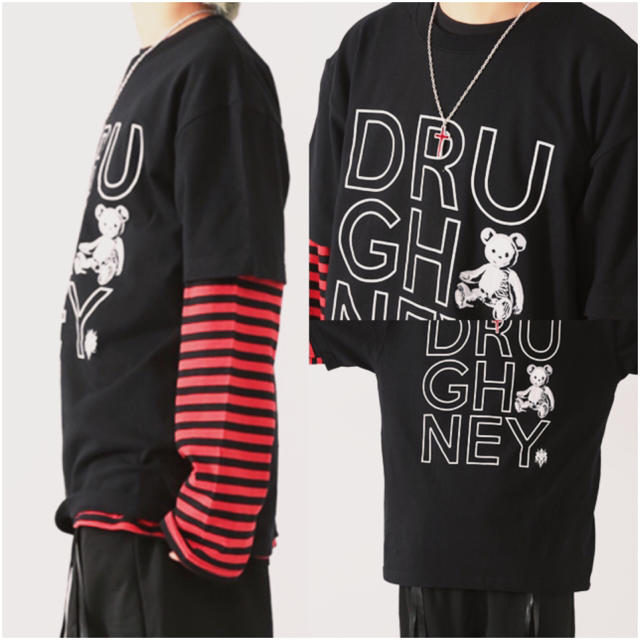 FUNKY FRUIT(ファンキーフルーツ)の[Drug Honey]ロゴ×スケルトンテディプリントTシャツ レディースのトップス(Tシャツ(半袖/袖なし))の商品写真