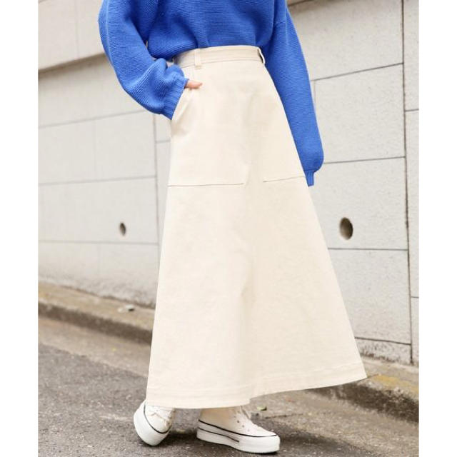 LOWRYS FARM(ローリーズファーム)のカツラギAラインスカート 白 レディースのスカート(ロングスカート)の商品写真