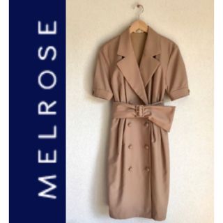 メルローズ(MELROSE)の【MELROSE】開襟 前開き 半袖 ワンピース★ベージュ ピンク ブラウン(ひざ丈ワンピース)