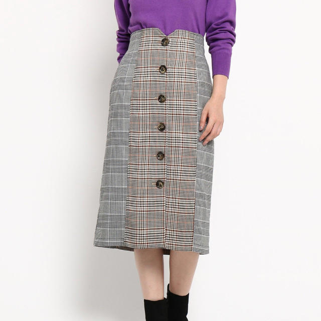 AG by aquagirl(エージーバイアクアガール)のサス付切り替えチェックスカート レディースのスカート(ひざ丈スカート)の商品写真