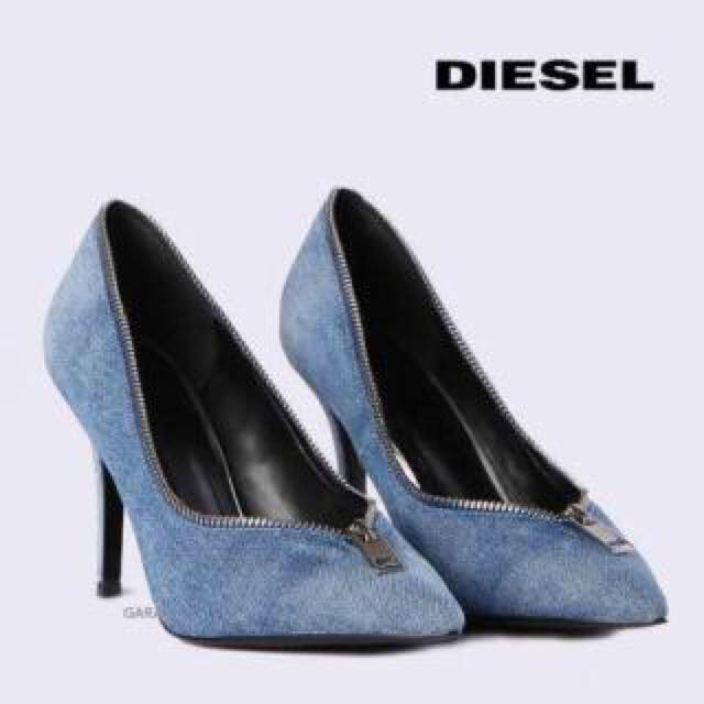 DIESEL(ディーゼル)のDIESEL.ディーゼルデニムパンプス.ファスナー.10cmヒール.23.5cm レディースの靴/シューズ(ハイヒール/パンプス)の商品写真