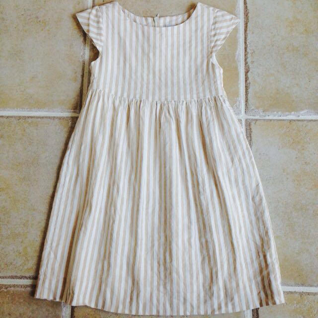 ZARA KIDS(ザラキッズ)の麻素材🌻オシャレなストライプワンピ キッズ/ベビー/マタニティのキッズ服女の子用(90cm~)(その他)の商品写真