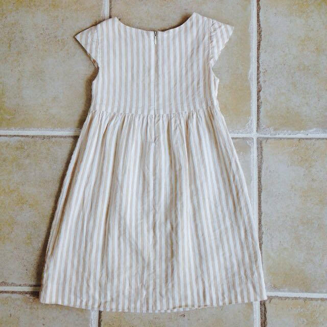 ZARA KIDS(ザラキッズ)の麻素材🌻オシャレなストライプワンピ キッズ/ベビー/マタニティのキッズ服女の子用(90cm~)(その他)の商品写真