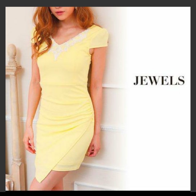 JEWELS(ジュエルズ)のイエロー　ワンピ　ミニドレスS レディースのフォーマル/ドレス(ミニドレス)の商品写真