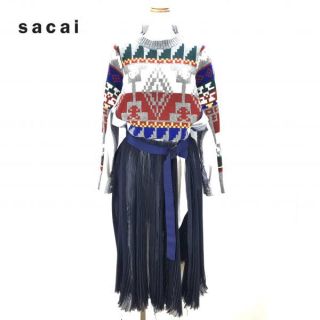 サカイ(sacai)のsacai ノルディック柄ワンピース(ひざ丈ワンピース)