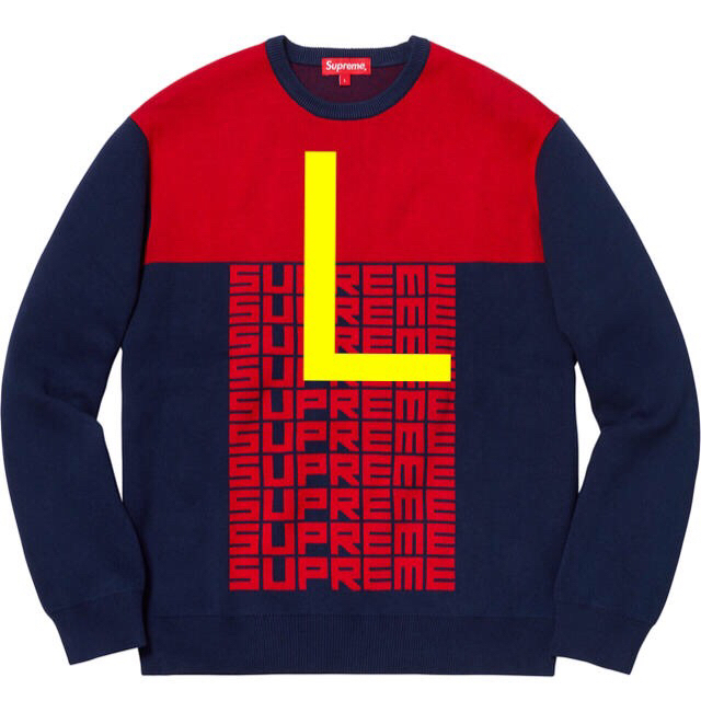 Supreme - supreme Logo Repeat Sweater NAVY Lの通販 by CSK ...