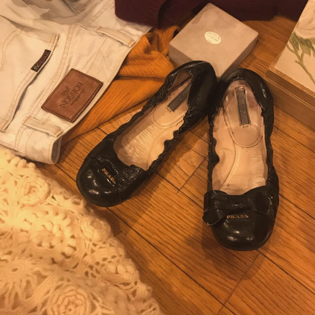 prada ballet shoes flat shoes ＋poro knit
