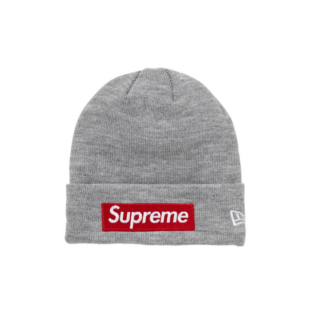 メンズsupreme new era box logo beanie グレー