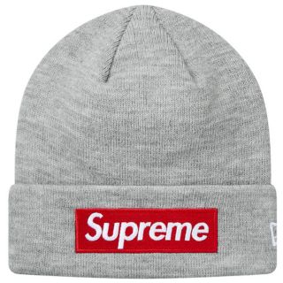 シュプリーム(Supreme)のSupreme box logo beanie ビーニー 灰 グレー(ニット帽/ビーニー)