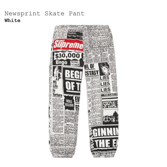 メンズ【M】supreme newsprint skate pant スケートパンツ