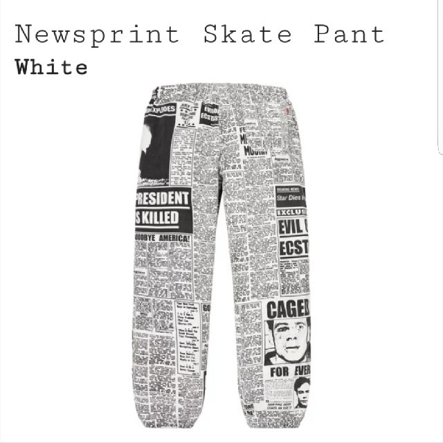 Supreme Newsprint Skate Pantパンツ