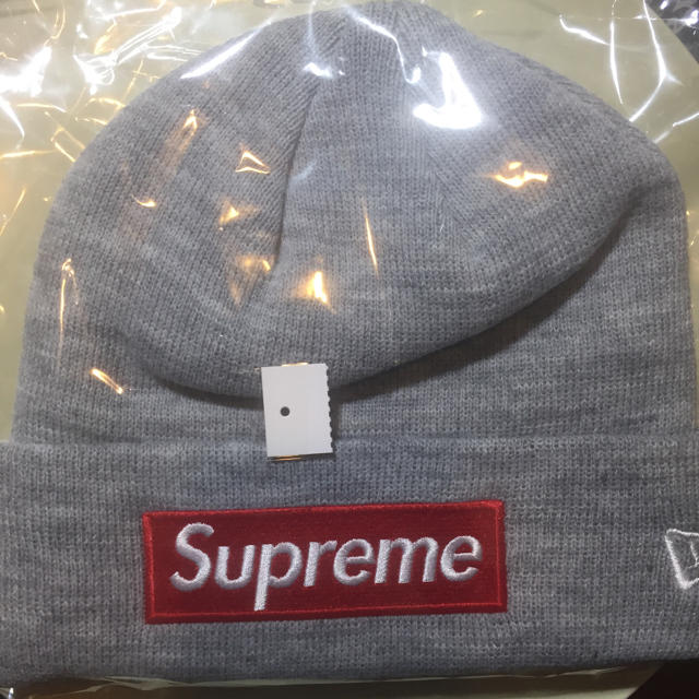 グレー】supreme New Era Box Logo Beanie ビニー 【お買得！】 64.0