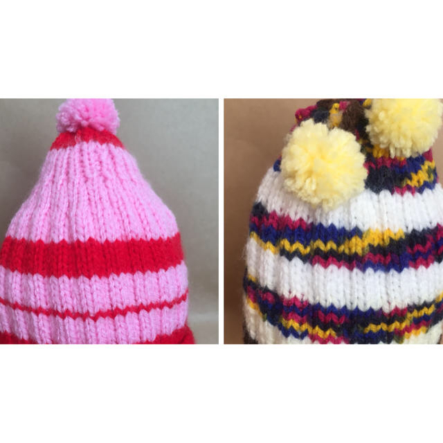 手編み のニット帽 ランダム10枚セット ハンドメイドのファッション小物(帽子)の商品写真