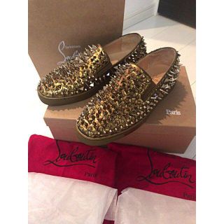 クリスチャンルブタン(Christian Louboutin)の美品 クリスチャンルブタン 青山限定 ローラーボート ゴールド(スニーカー)