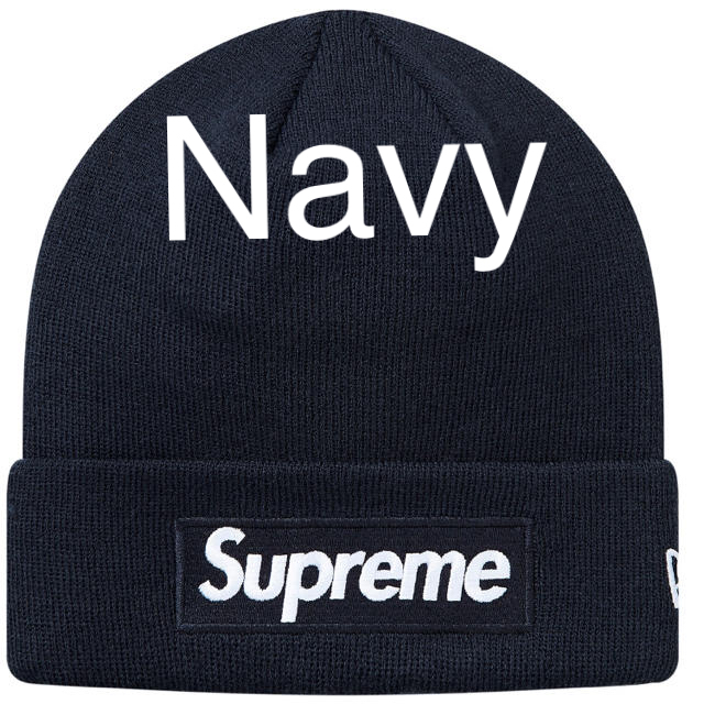 Navy New Era Box Logo Beanie ビーニー シュプリームニット帽/ビーニー