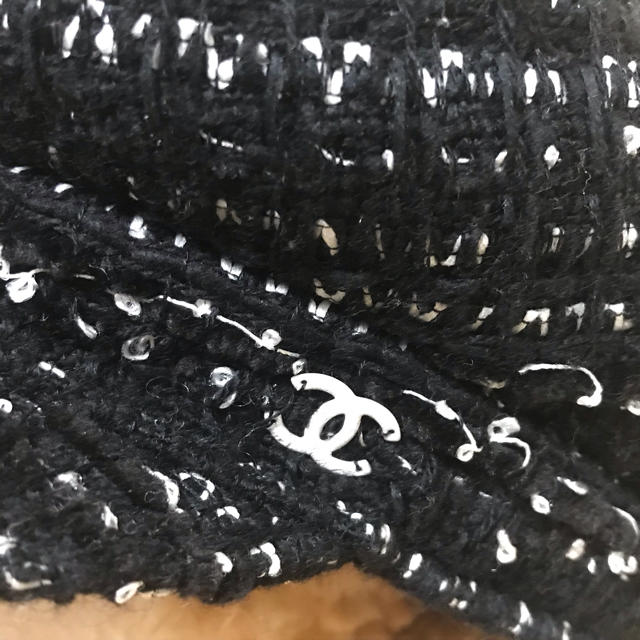 CHANEL キャスケット ツイード 帽子 ハット キャップ 黒×白 正規品-
