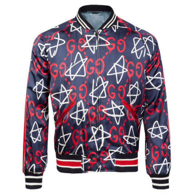 Gucci(グッチ)のGucci Ghost-printSatinBomberJacket ゴースト メンズのジャケット/アウター(スカジャン)の商品写真