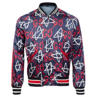 グッチ(Gucci)のGucci Ghost-printSatinBomberJacket ゴースト(スカジャン)