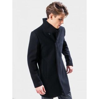 新品JACK & JONESラッピングハイネックメルトンコートS