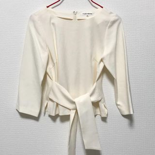 エムプルミエ(M-premier)の美品♡ M-premier カットソー オフホワイト 七分袖 シフォン(カットソー(長袖/七分))