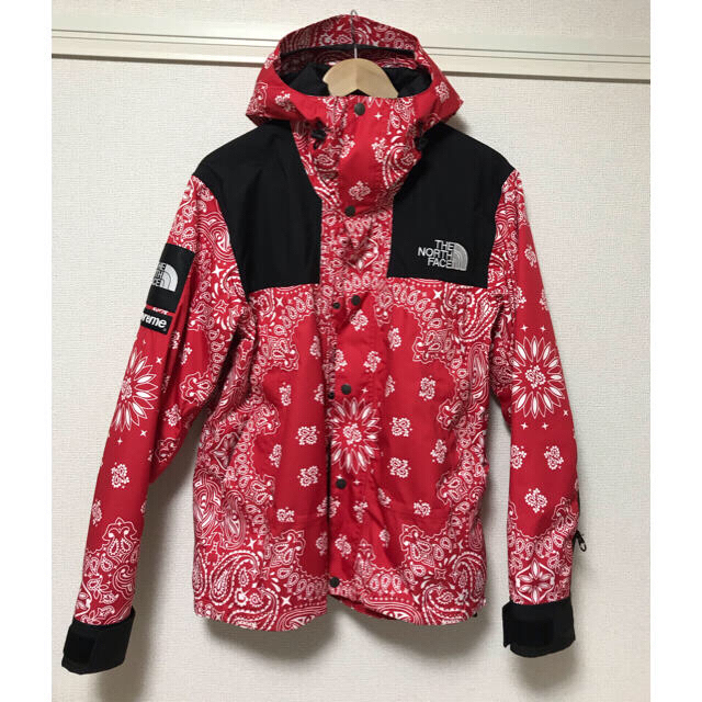 国内正規 14AF supreme north face bandana 赤 Mマウンテンパーカー