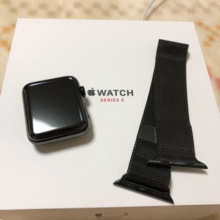 アップルウォッチ(Apple Watch)のApple Watch series3 42mm ブラック ステンレス(腕時計(デジタル))