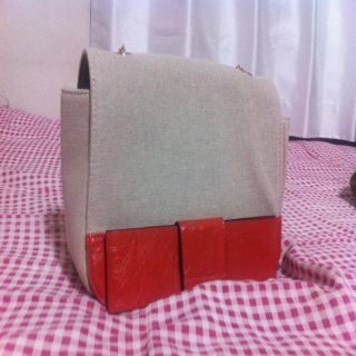 リボンデザインリネンショルダーバッグ(ショルダーバッグ)